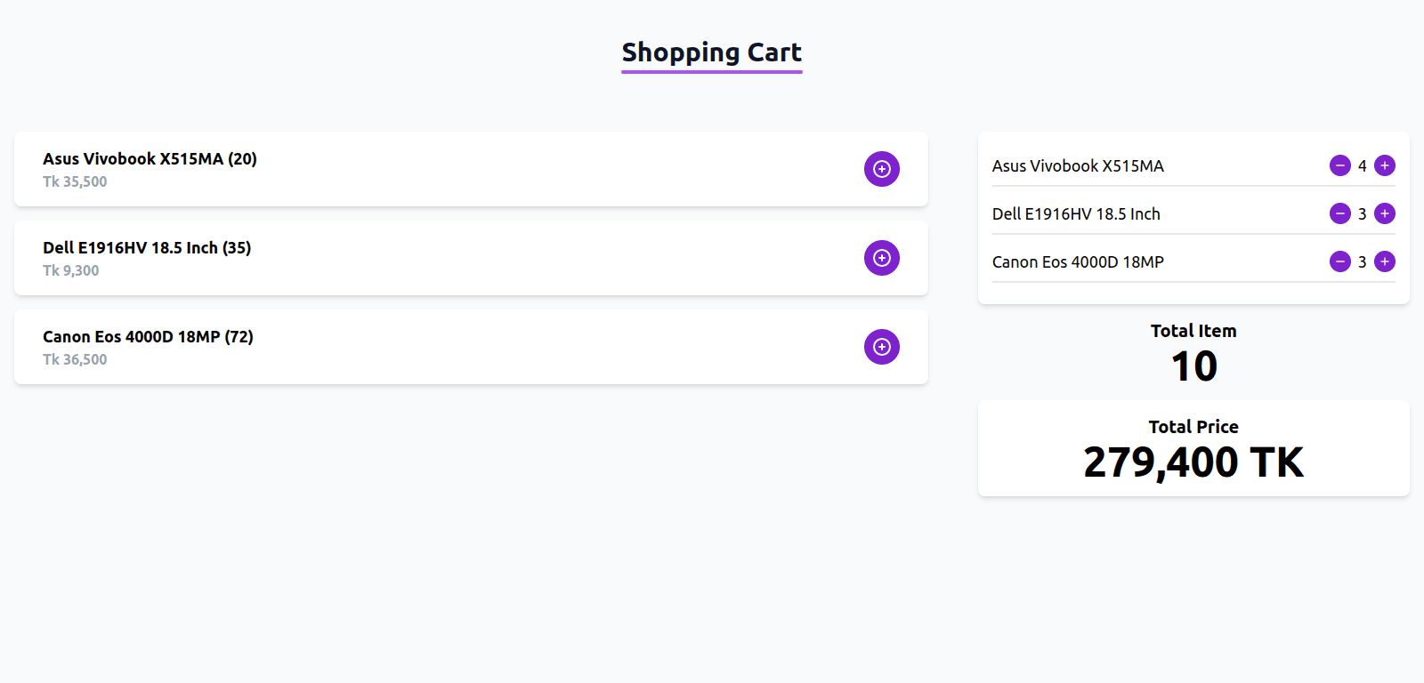 Shopping Cart App (Redux)